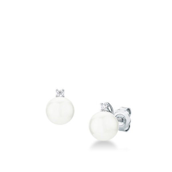 Orecchini in oro bianco con perle e diamanti