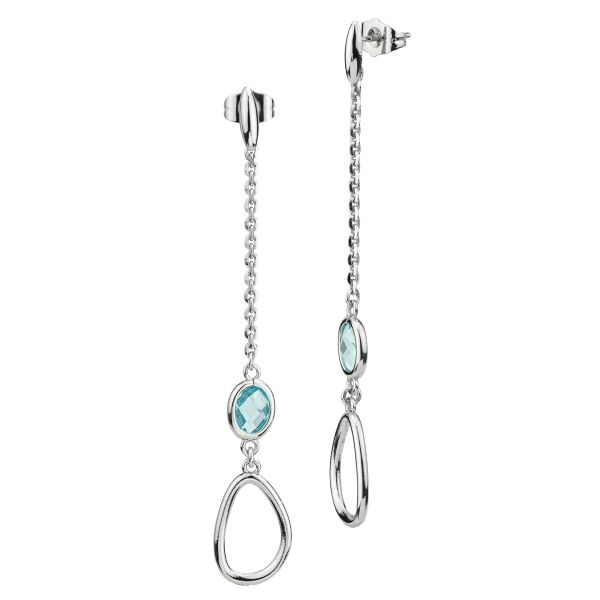 Orecchini Boccadamo pendenti con cristallo di colore acquamarina
